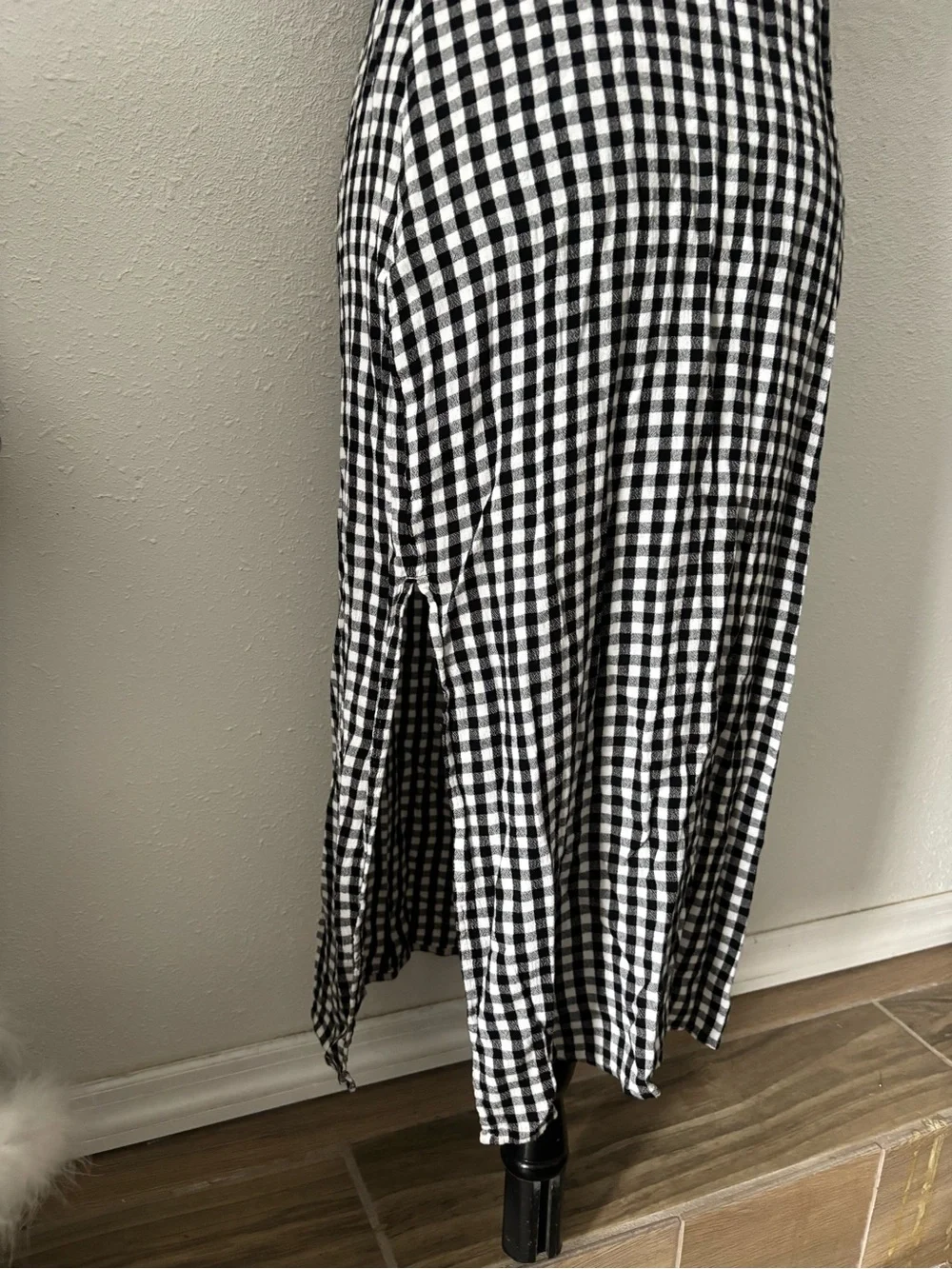 SO Black and White Gingham Midi Dress